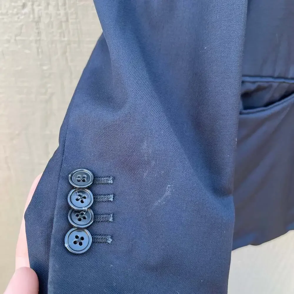 Ermenegildo Zegna 3 Button Off Black Wool Blazer